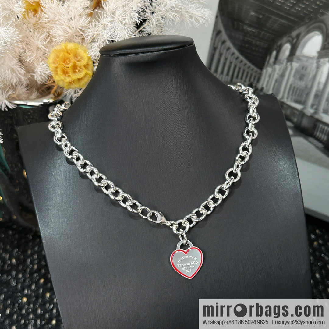 ☀Tiffany & Co. Tiffany LOVE series red love peach heart necklace