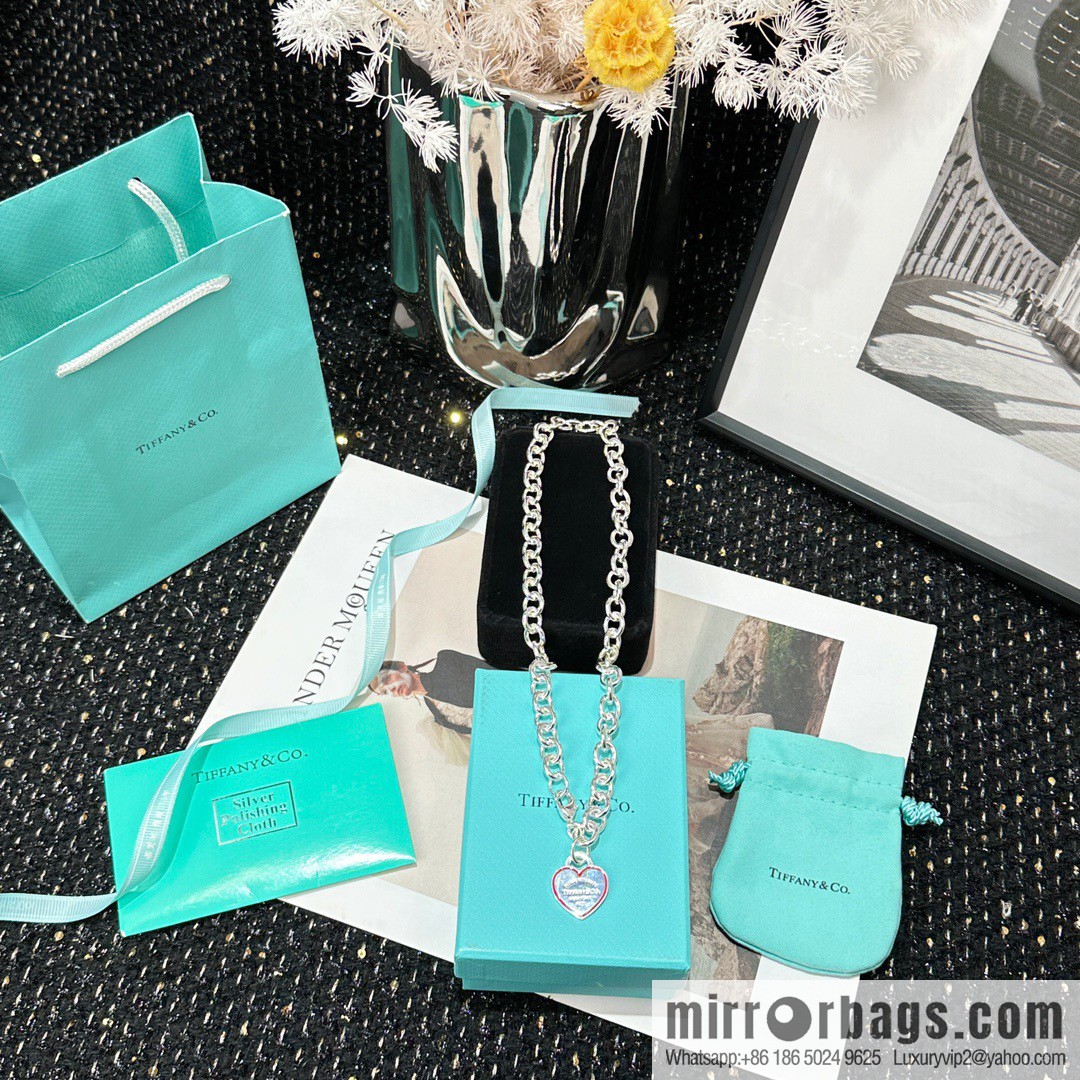 ☀Tiffany & Co. Tiffany LOVE series red love peach heart necklace