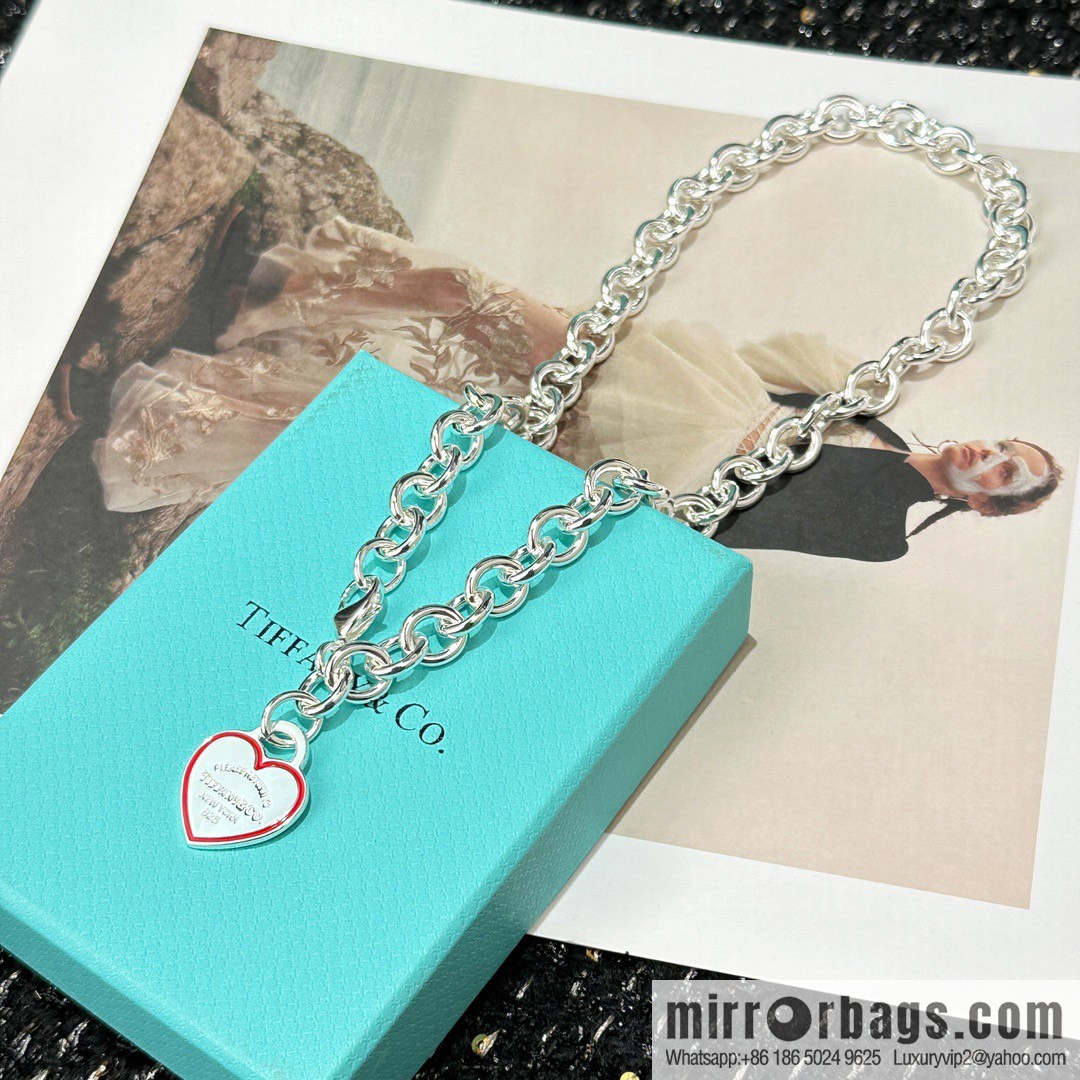 ☀Tiffany & Co. Tiffany LOVE series red love peach heart necklace