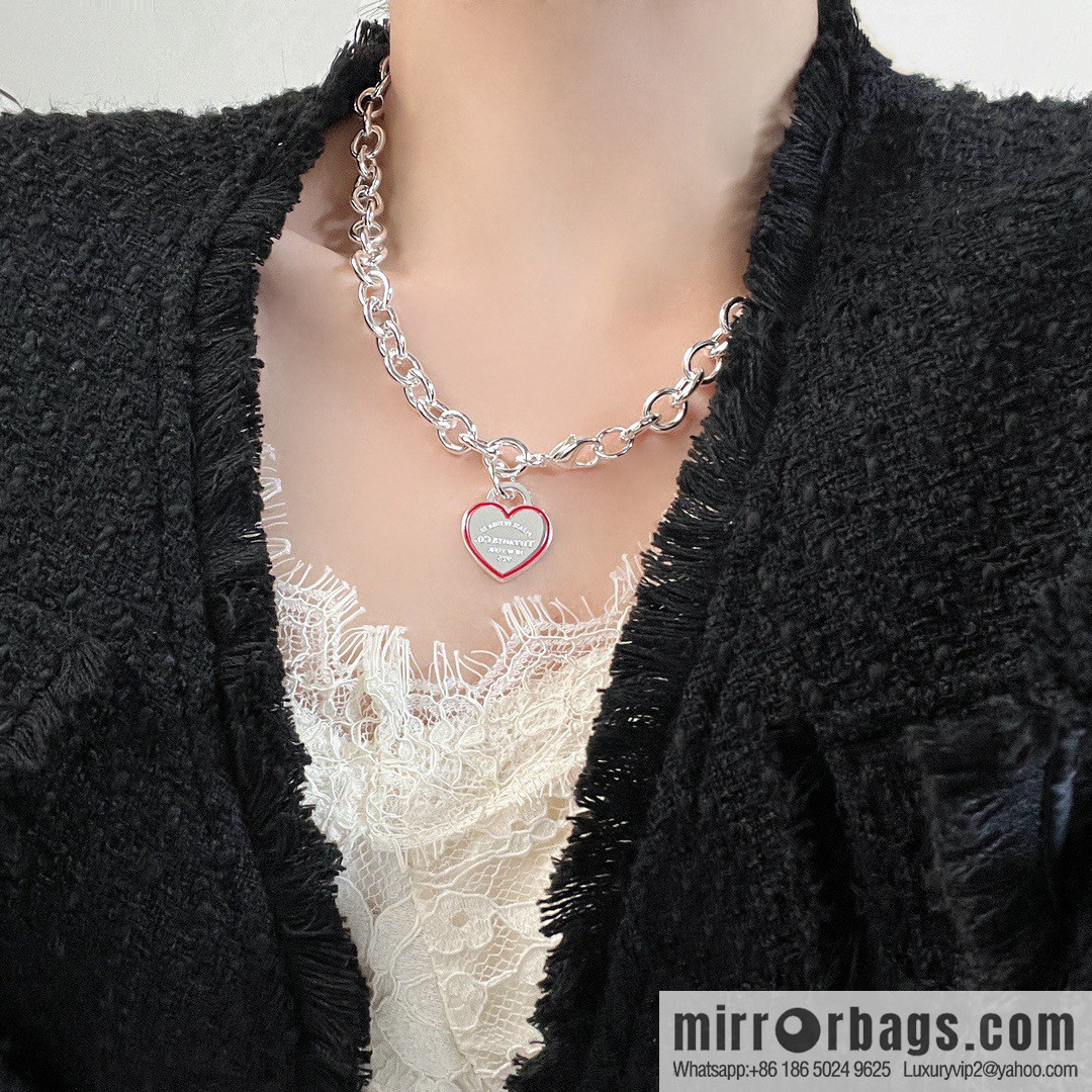 ☀Tiffany & Co. Tiffany LOVE series red love peach heart necklace