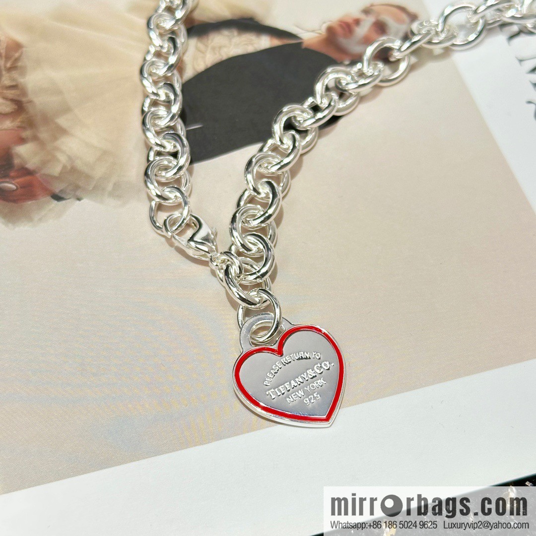 ☀Tiffany & Co. Tiffany LOVE series red love peach heart necklace