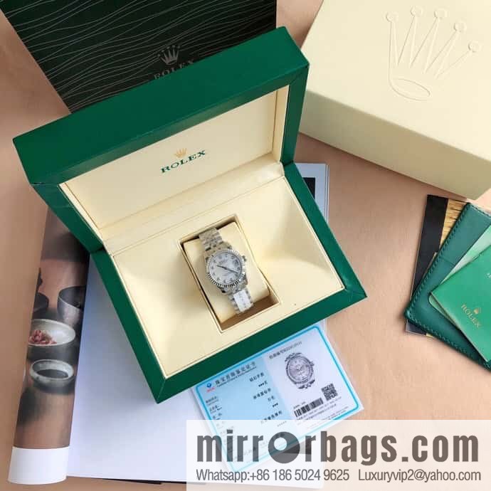 ROLEX-Rolex Diary Women's Natural Diamond Watch with Swiss ETA-2671 Movement