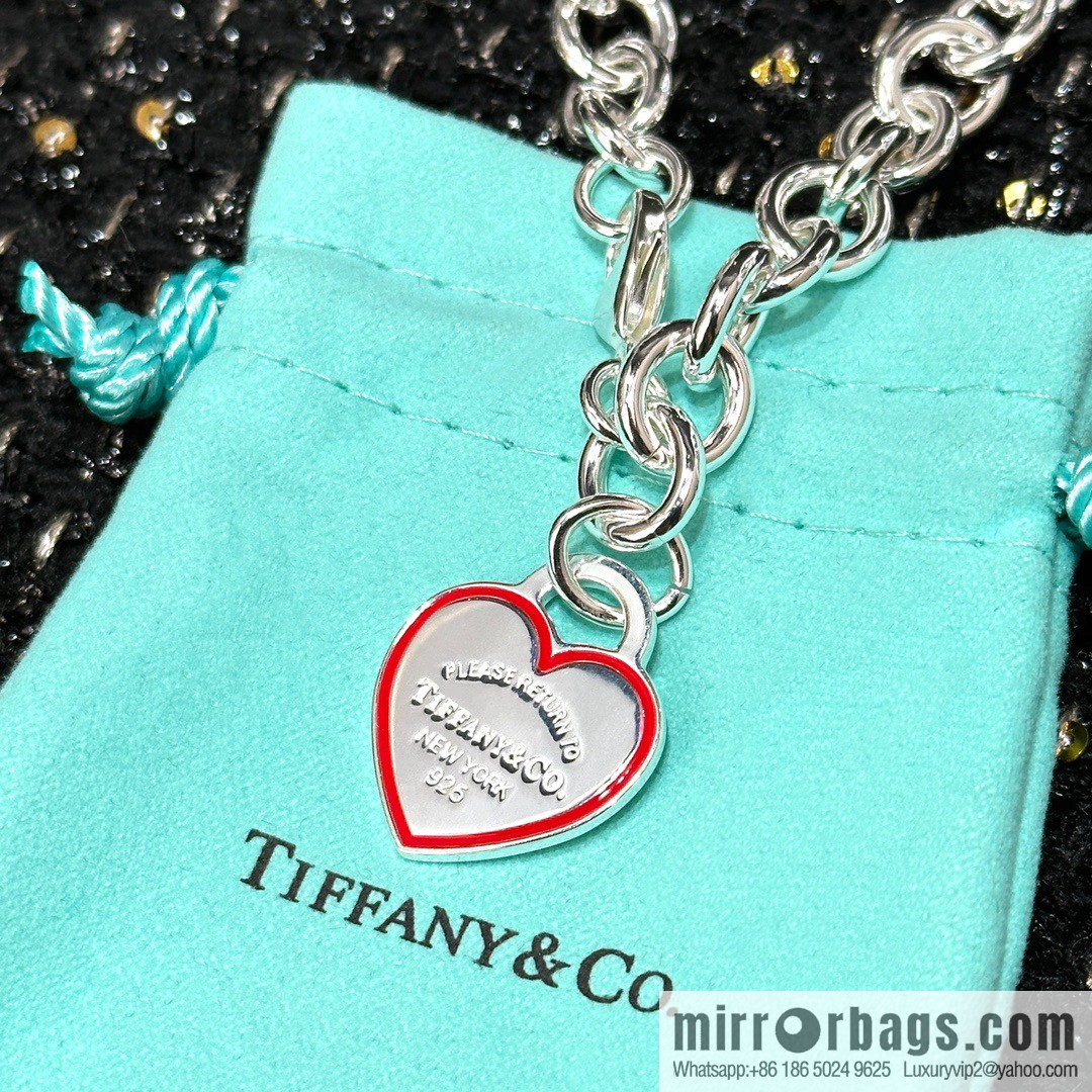 ☀Tiffany & Co. Tiffany LOVE series red love peach heart necklace