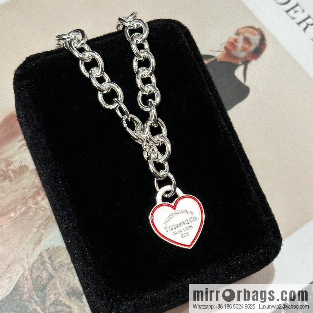 ☀Tiffany & Co. Tiffany LOVE series red love peach heart necklace