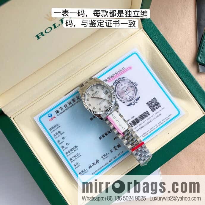 ROLEX-Rolex Diary Women's Natural Diamond Watch with Swiss ETA-2671 Movement