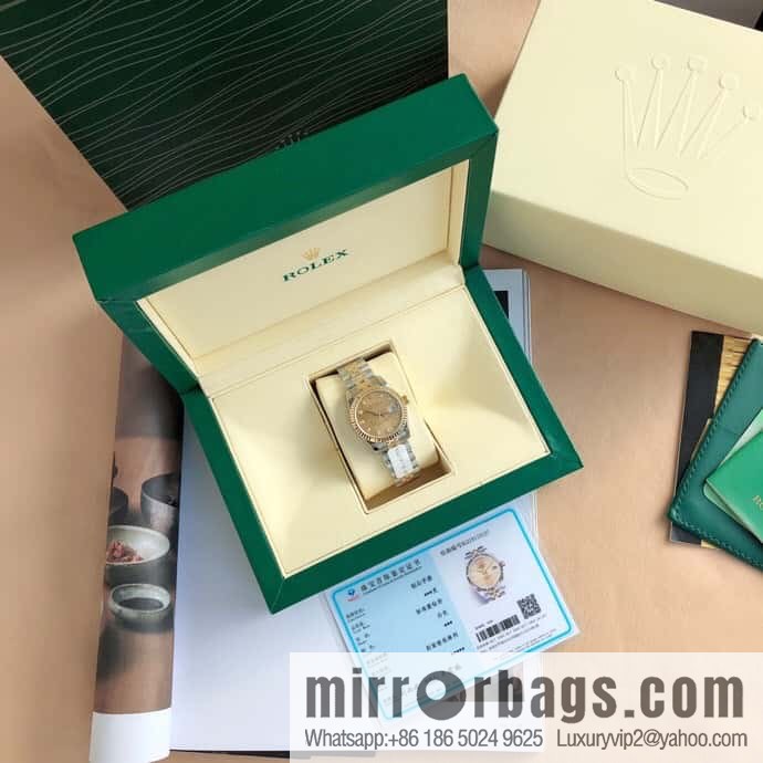 ROLEX-Rolex Diary Women's Natural Diamond Watch with Swiss ETA-2671 Movement