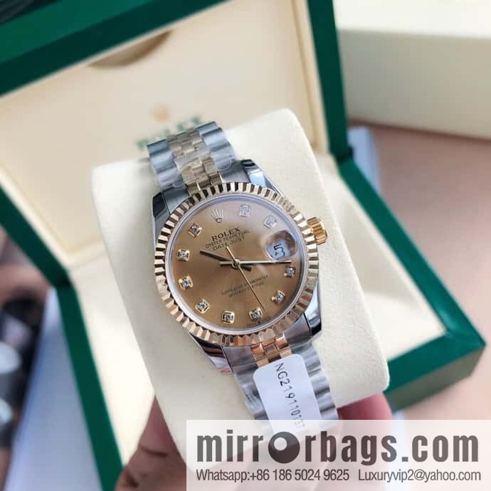 ROLEX-Rolex Diary Women's Natural Diamond Watch with Swiss ETA-2671 Movement