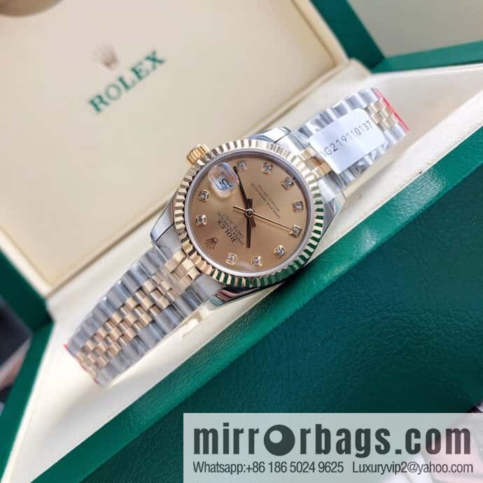ROLEX-Rolex Diary Women's Natural Diamond Watch with Swiss ETA-2671 Movement