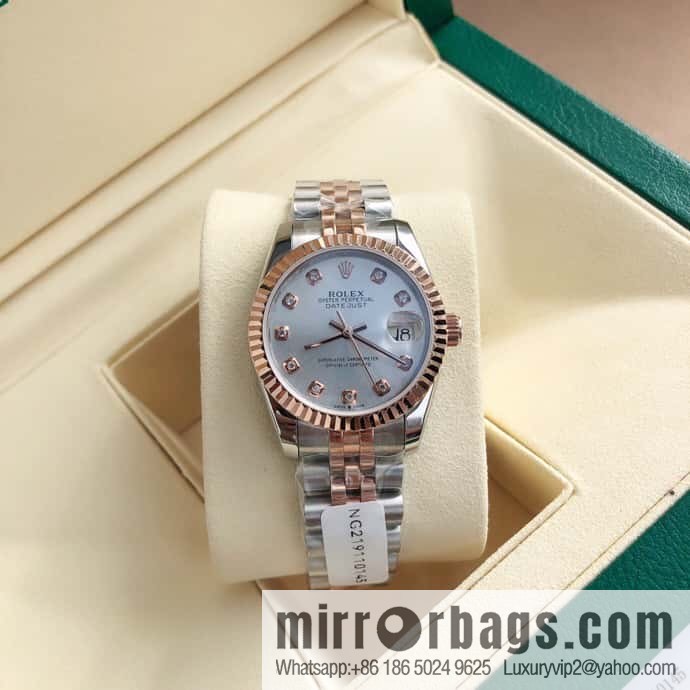 ROLEX-Rolex Diary Women's Natural Diamond Watch with Swiss ETA-2671 Movement