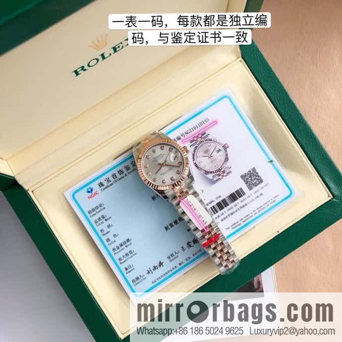 ROLEX-Rolex Diary Women's Natural Diamond Watch with Swiss ETA-2671 Movement