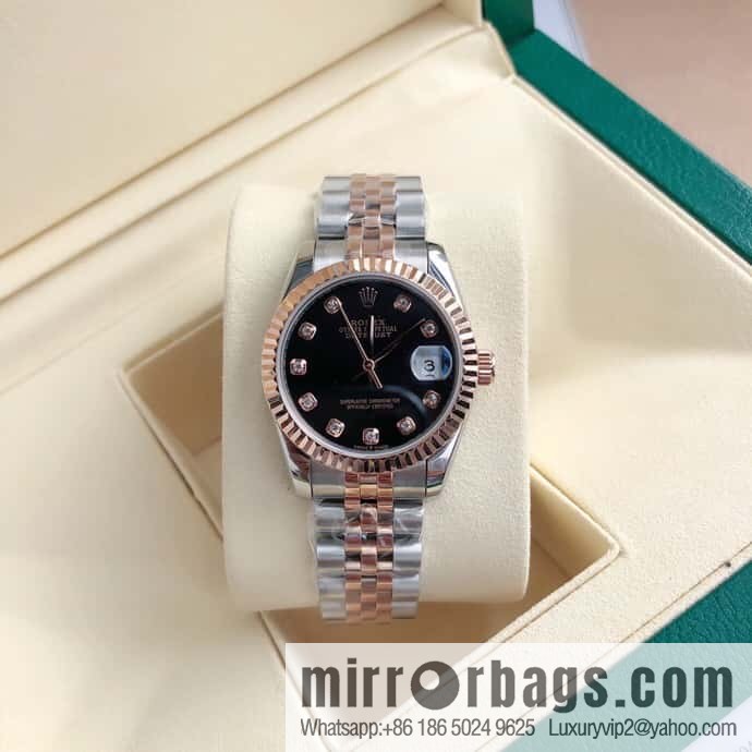 ROLEX-Rolex Diary Women's Natural Diamond Watch with Swiss ETA-2671 Movement