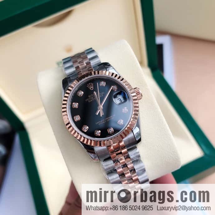 ROLEX-Rolex Diary Women's Natural Diamond Watch with Swiss ETA-2671 Movement