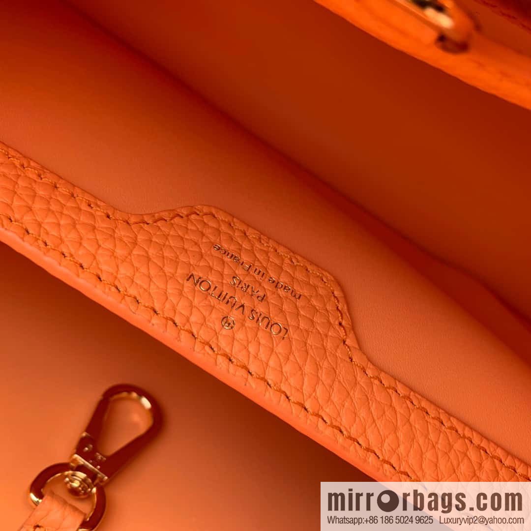 M22055 Coral Orange, Small, this Capucines Mini handbag.