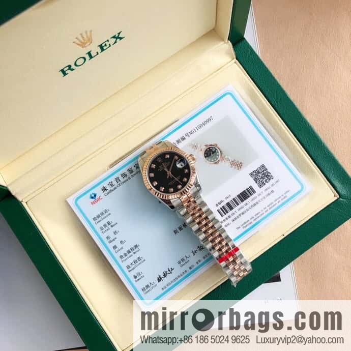 ROLEX-Rolex Diary Women's Natural Diamond Watch with Swiss ETA-2671 Movement