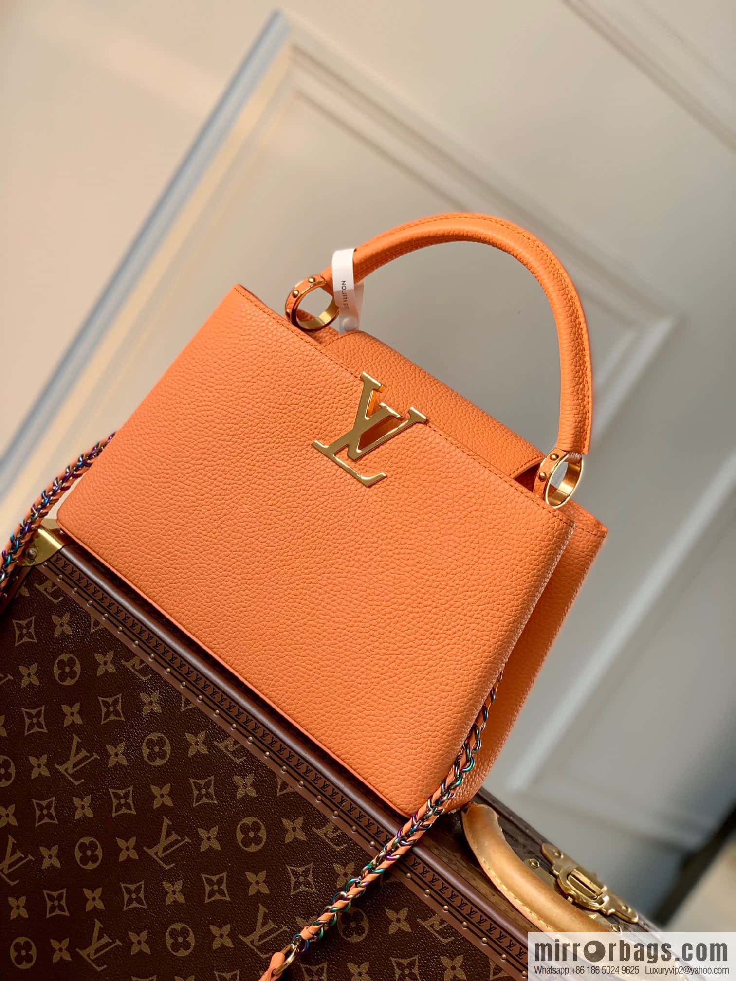 M22055 Coral Orange Capucines Medium Handbag