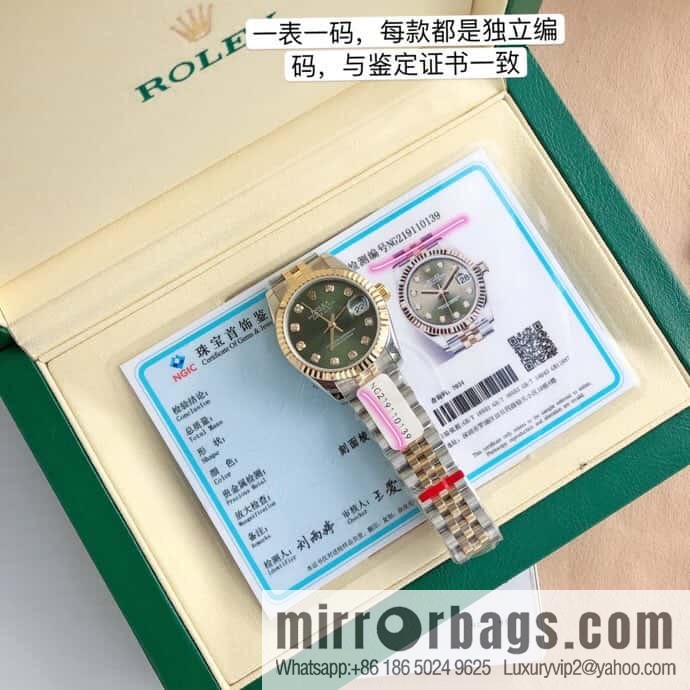 ROLEX-Rolex Diary Women's Natural Diamond Watch with Swiss ETA-2671 Movement