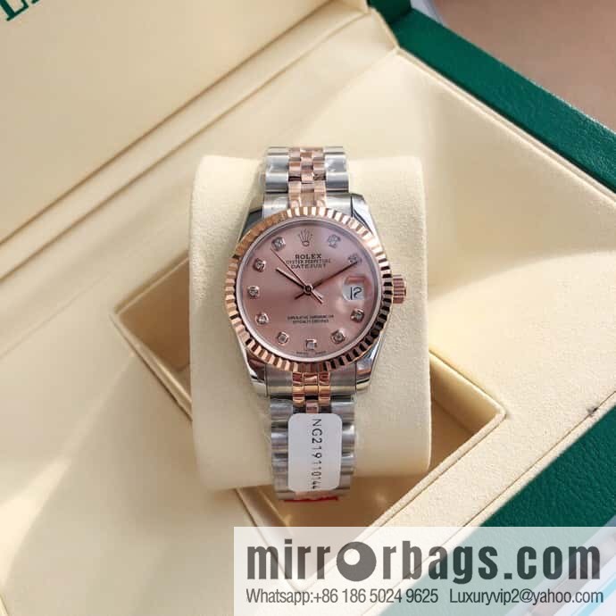 ROLEX-Rolex Diary Women's Natural Diamond Watch with Swiss ETA-2671 Movement