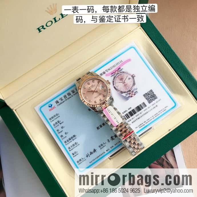 ROLEX-Rolex Diary Women's Natural Diamond Watch with Swiss ETA-2671 Movement