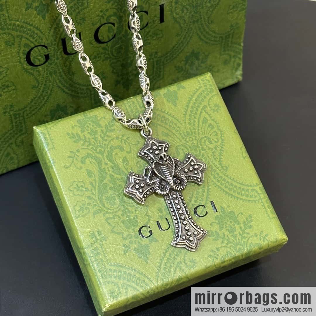 New Gucci Gucci Cross Snake Necklace