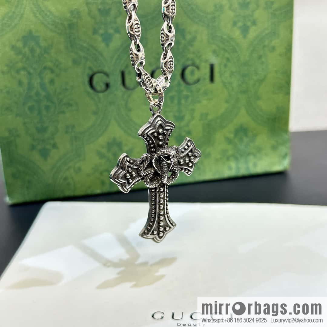New Gucci Gucci Cross Snake Necklace