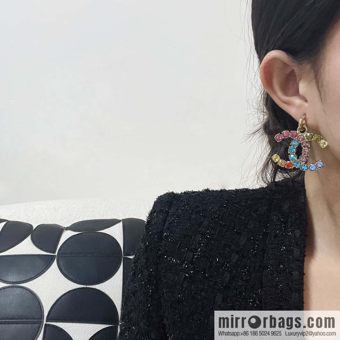 ☀️New ☑️ Chanel C2 double C diamond stud earrings ☀️