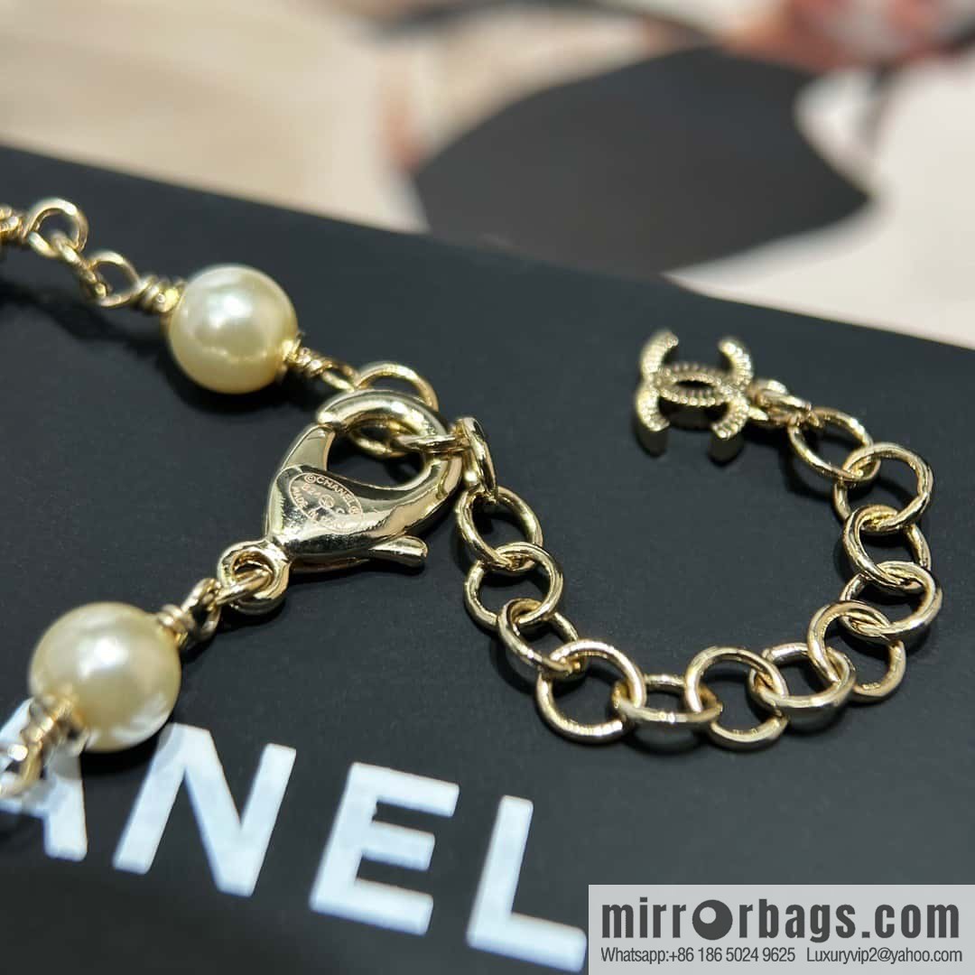 ☀️New ☑️ Chanel Double C Pentagram ⭐ Star Pearl Bracelet ☀️