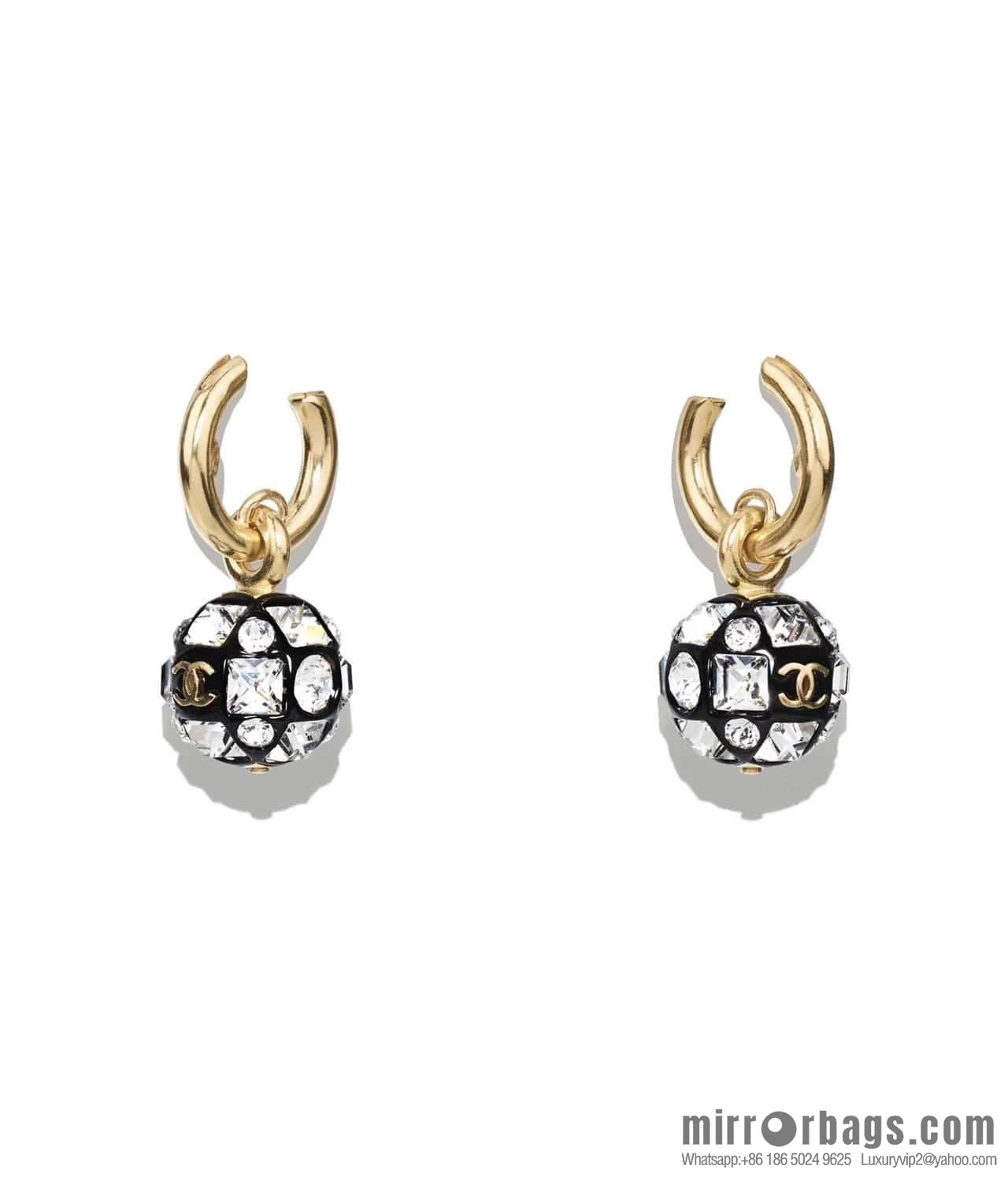 ☀️New ☑️ Chanel C2 double c square diamond ball earrings ☀️