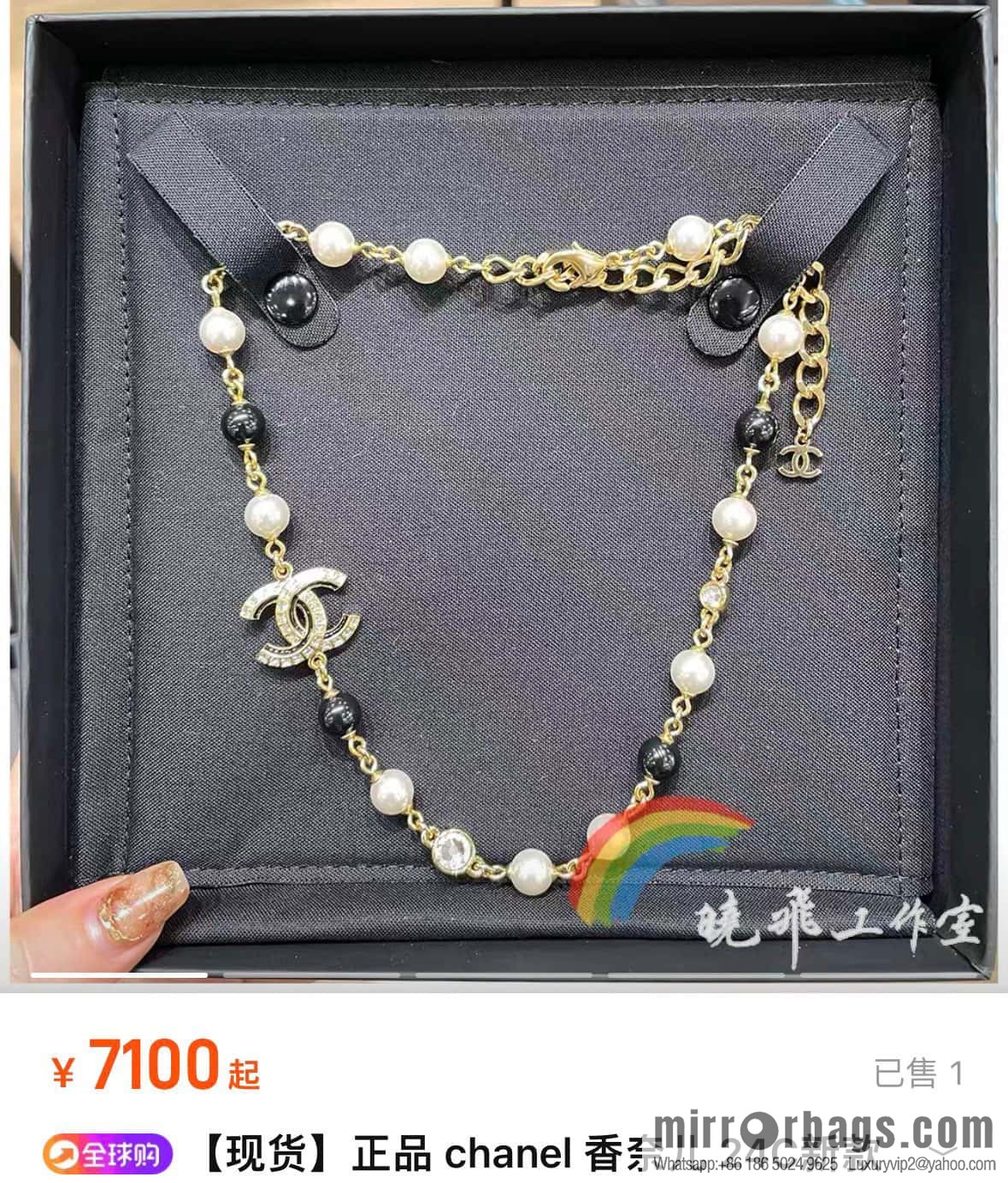 ☀️New ☑️ Chanel Double C Black Diamond Square Diamond Letter Necklace ☀️
