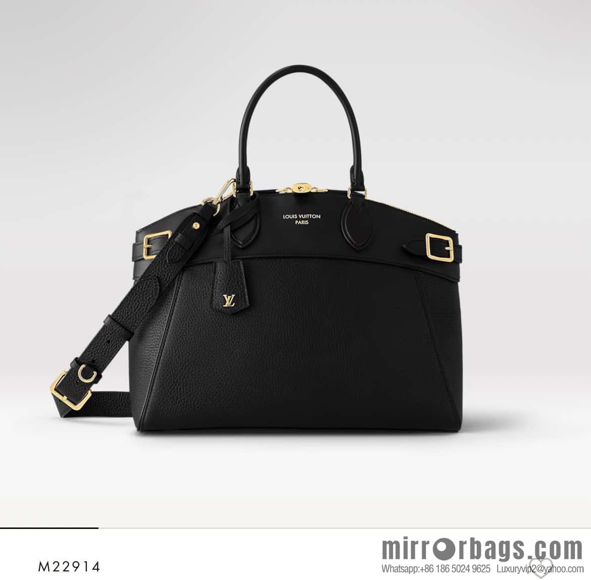 [Boutique‑grade] M22914 black full leather portable women's bag series Lock It MM handbag M22914 22925 22927 23061 Ays Lock It MM bag