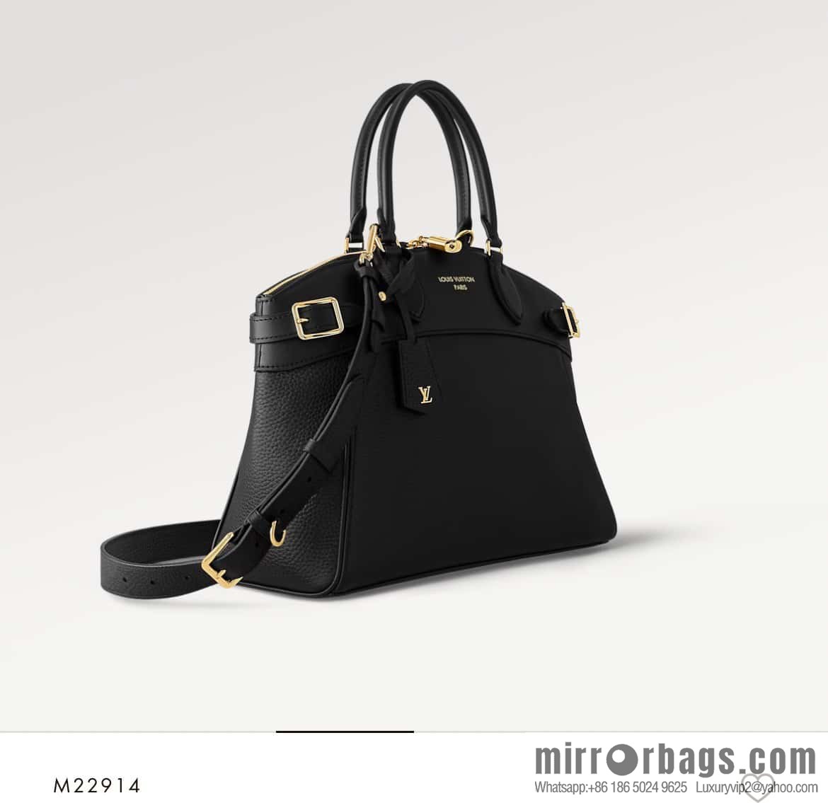 [Boutique‑grade] M22914 black full leather portable women's bag series Lock It MM handbag M22914 22925 22927 23061 Ays Lock It MM bag