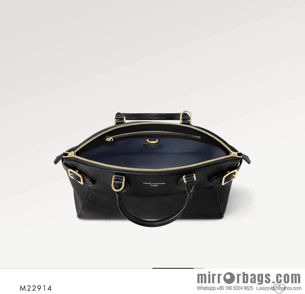 [Boutique‑grade] M22914 black full leather portable women's bag series Lock It MM handbag M22914 22925 22927 23061 Ays Lock It MM bag