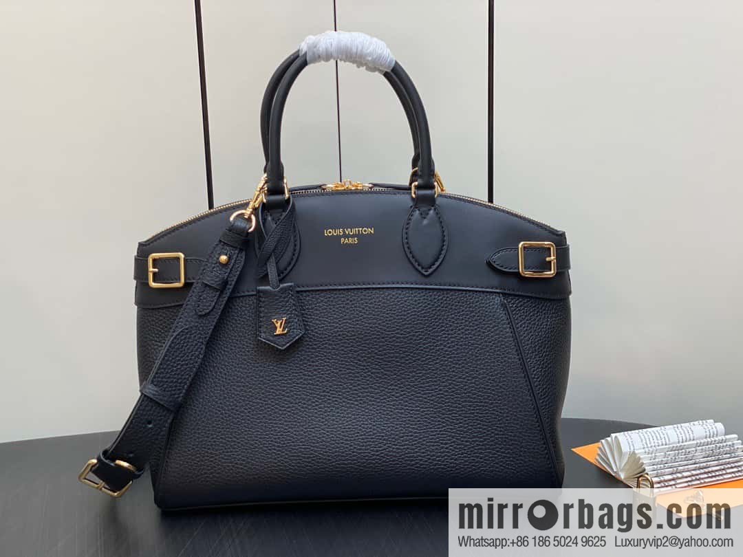 [Boutique‑grade] M22914 black full leather portable women's bag series Lock It MM handbag M22914 22925 22927 23061 Ays Lock It MM bag