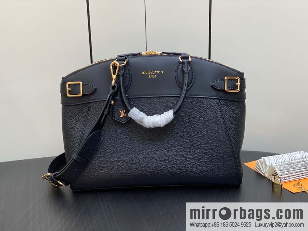 [Boutique‑grade] M22914 black full leather portable women's bag series Lock It MM handbag M22914 22925 22927 23061 Ays Lock It MM bag