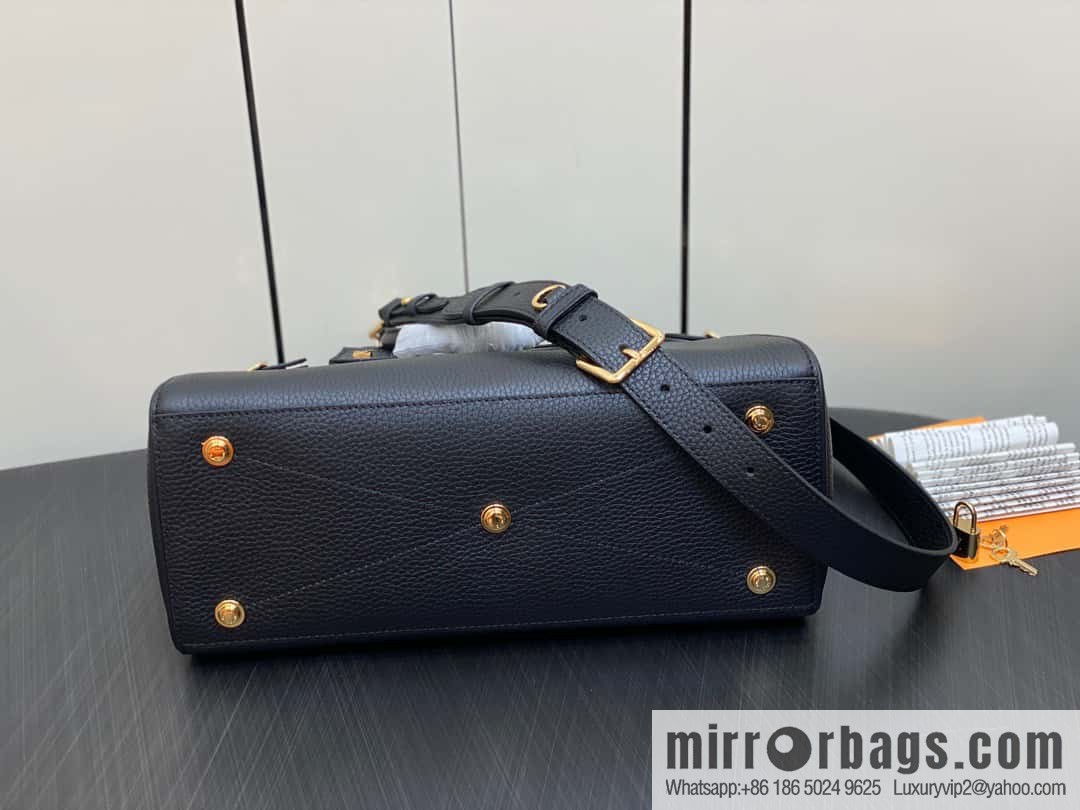 [Boutique‑grade] M22914 black full leather portable women's bag series Lock It MM handbag M22914 22925 22927 23061 Ays Lock It MM bag
