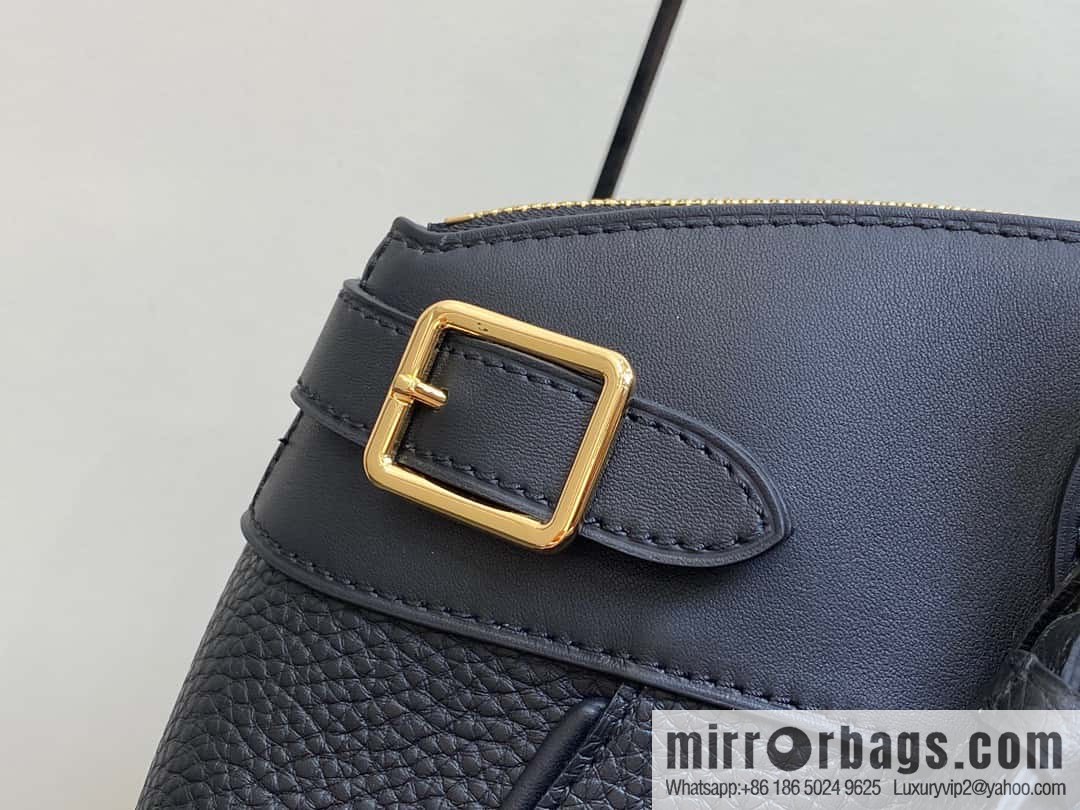 [Boutique‑grade] M22914 black full leather portable women's bag series Lock It MM handbag M22914 22925 22927 23061 Ays Lock It MM bag