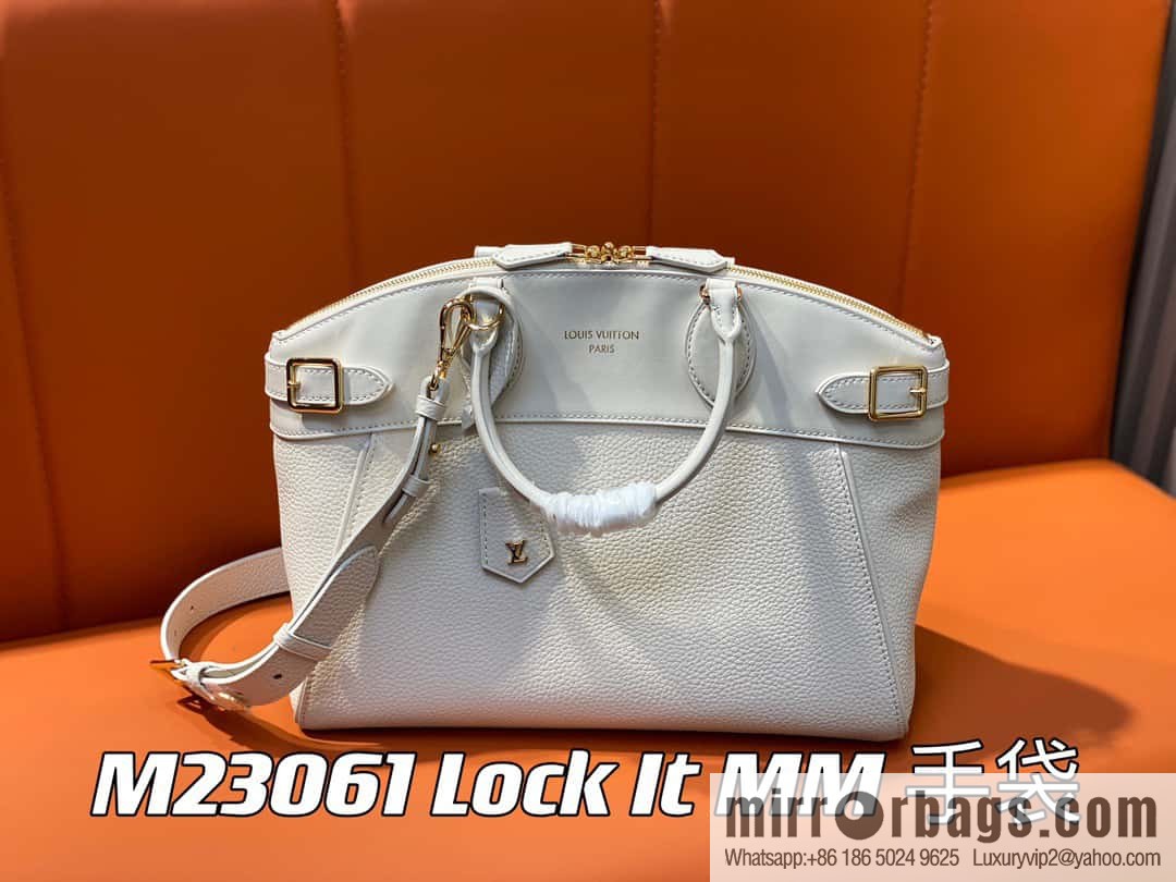 [Boutique‑grade] M22914 black full leather portable women's bag series Lock It MM handbag M22914 22925 22927 23061 Ays Lock It MM bag