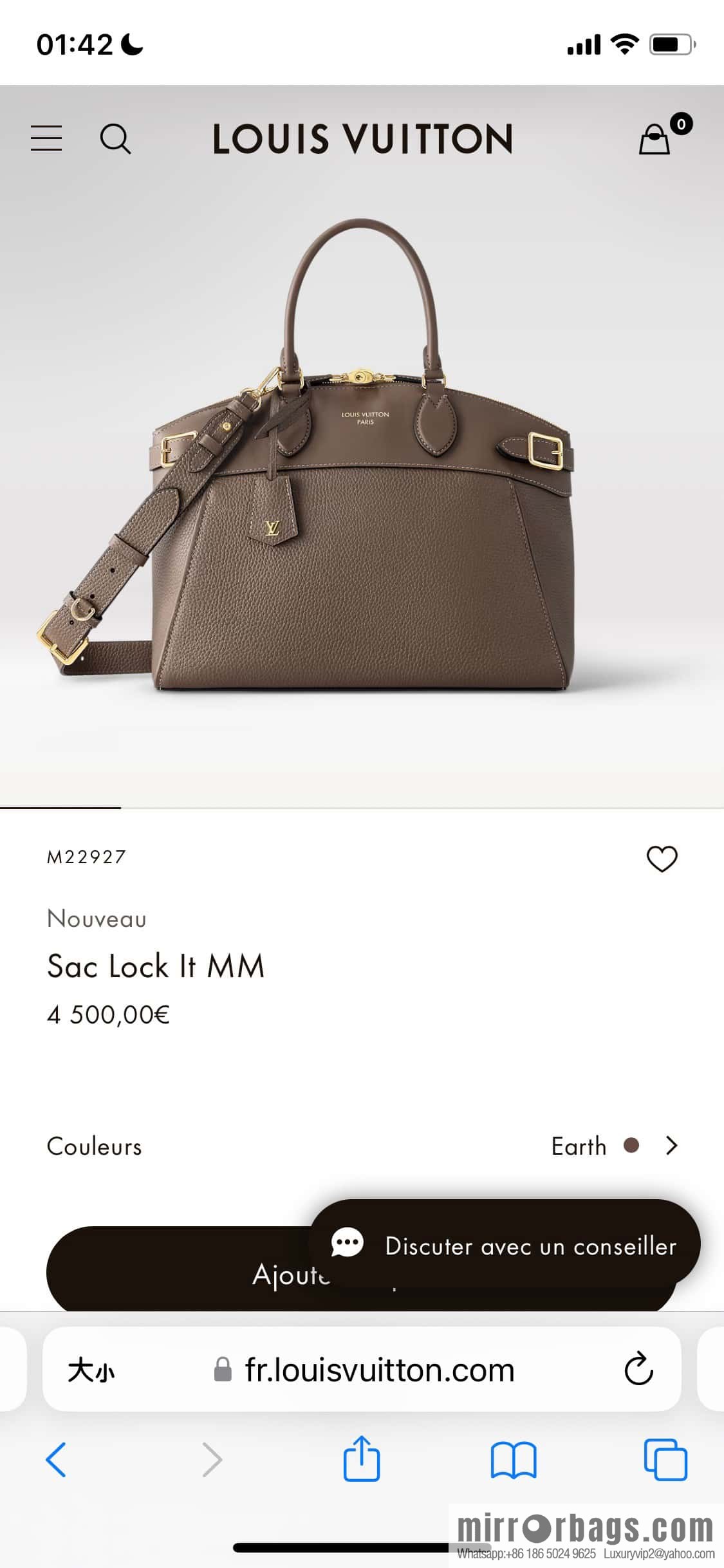 [Boutique‑grade] M22914 black full leather portable women's bag series Lock It MM handbag M22914 22925 22927 23061 Ays Lock It MM bag