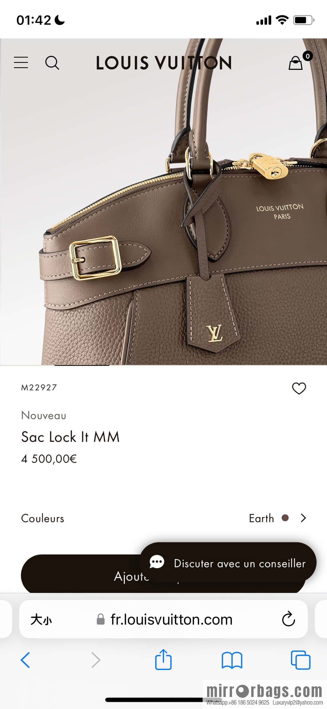 [Boutique‑grade] M22914 black full leather portable women's bag series Lock It MM handbag M22914 22925 22927 23061 Ays Lock It MM bag