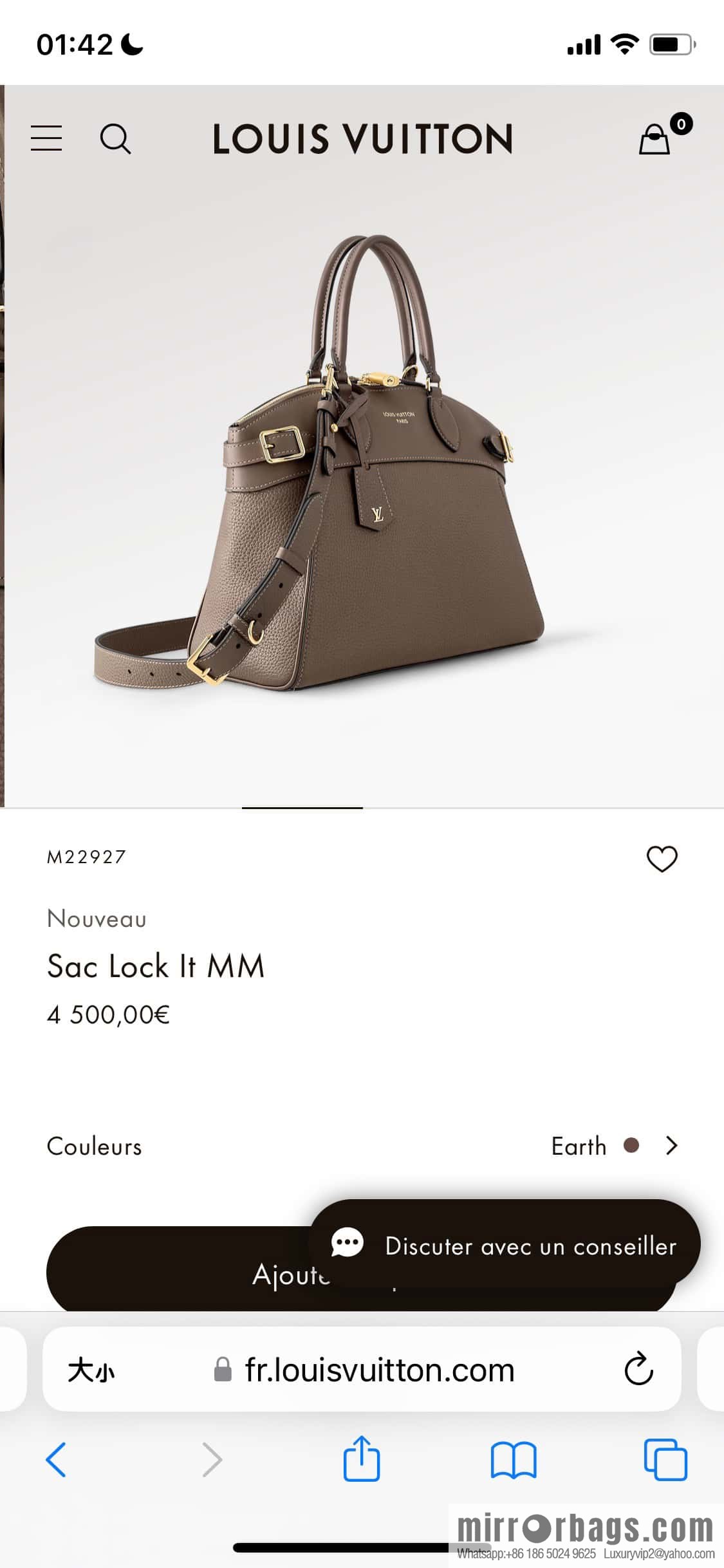 [Boutique‑grade] M22914 black full leather portable women's bag series Lock It MM handbag M22914 22925 22927 23061 Ays Lock It MM bag