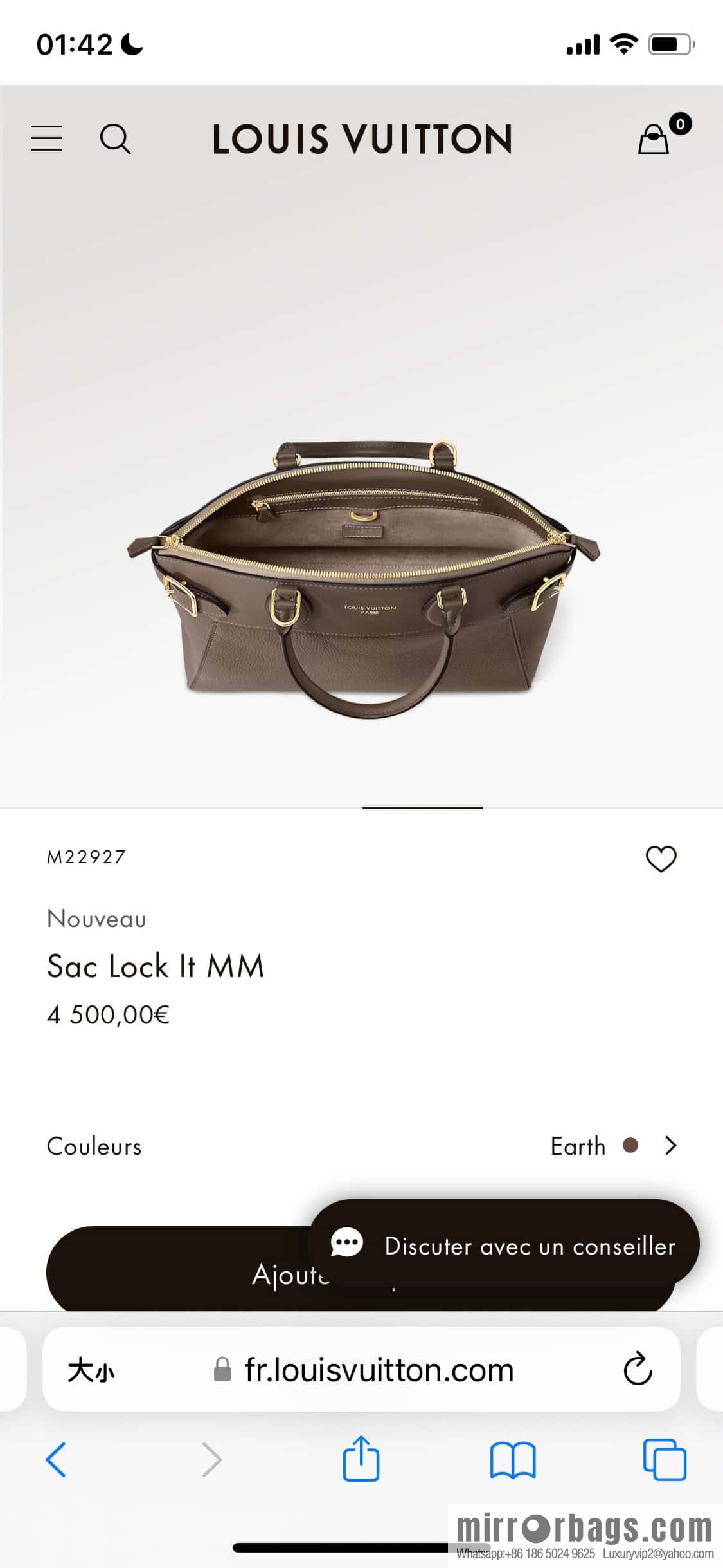 [Boutique‑grade] M22914 black full leather portable women's bag series Lock It MM handbag M22914 22925 22927 23061 Ays Lock It MM bag