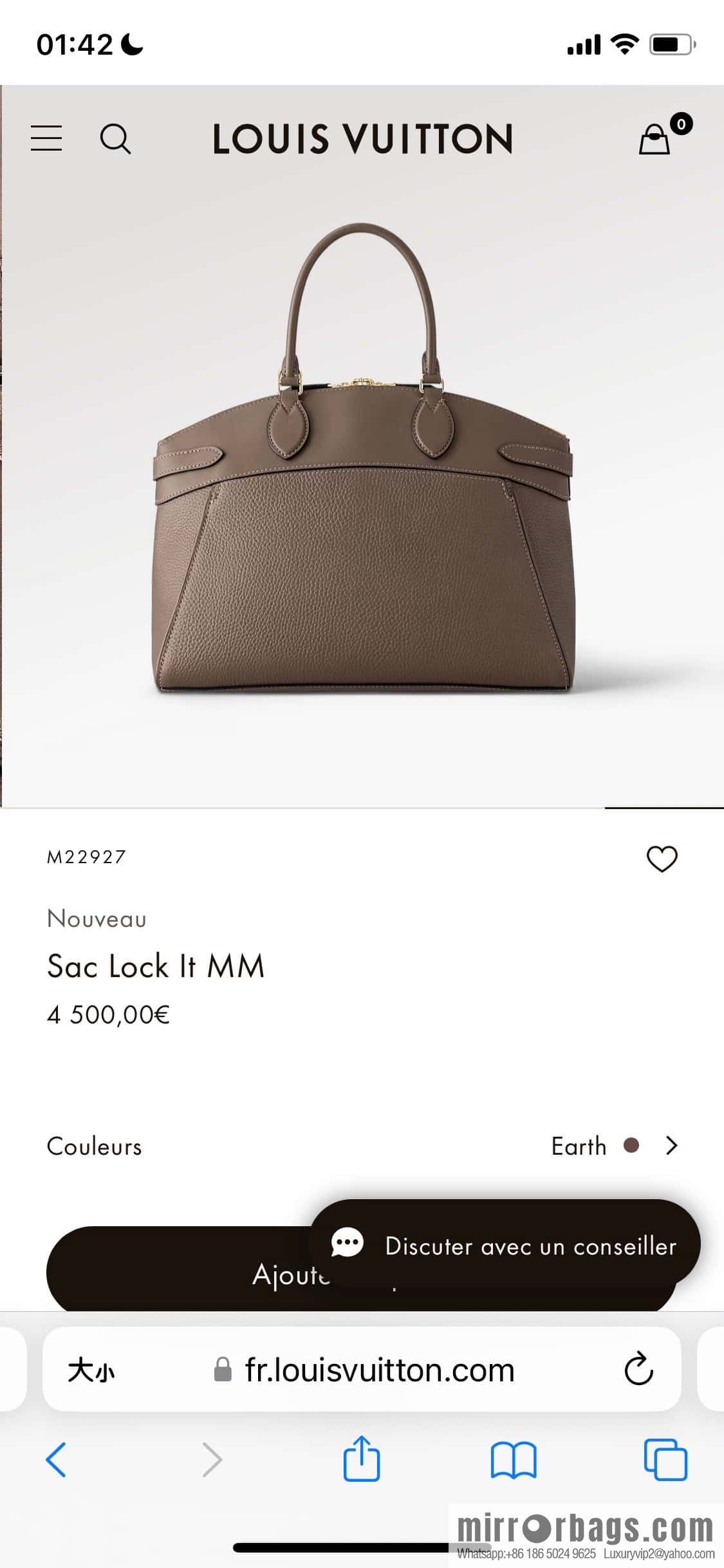 [Boutique‑grade] M22914 black full leather portable women's bag series Lock It MM handbag M22914 22925 22927 23061 Ays Lock It MM bag