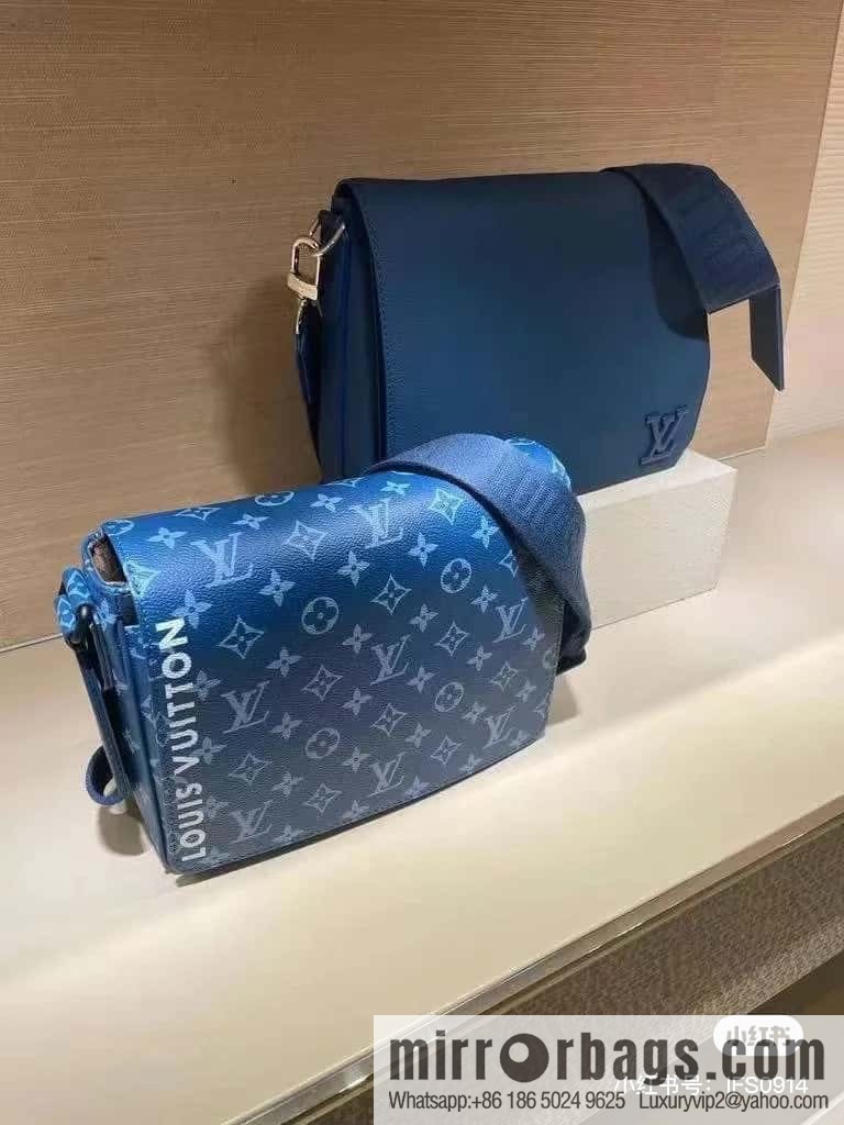 [Boutique‑grade] M23785 blue silk screen, men's bag messenger bag series District PM messenger bag