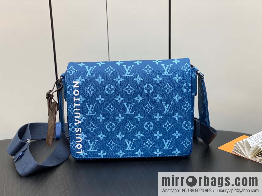 [Boutique‑grade] M23785 blue silk screen, men's bag messenger bag series District PM messenger bag
