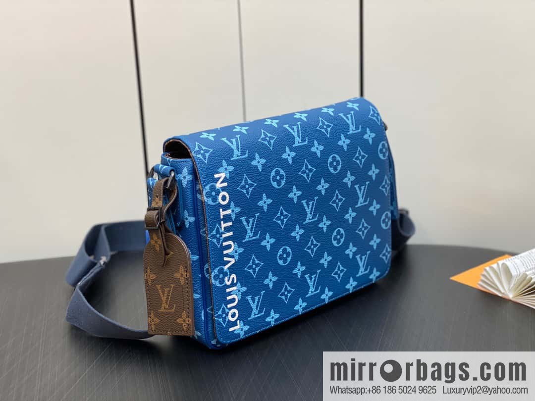[Boutique‑grade] M23785 blue silk screen, men's bag messenger bag series District PM messenger bag