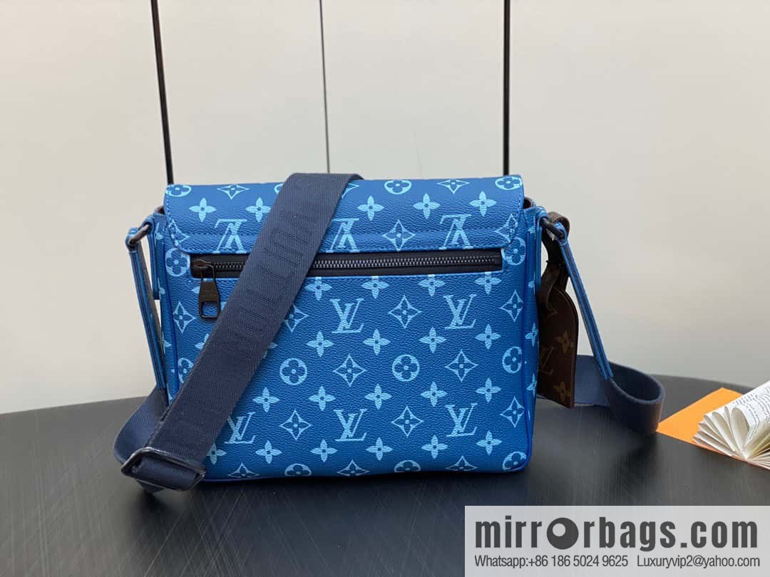 [Boutique‑grade] M23785 blue silk screen, men's bag messenger bag series District PM messenger bag