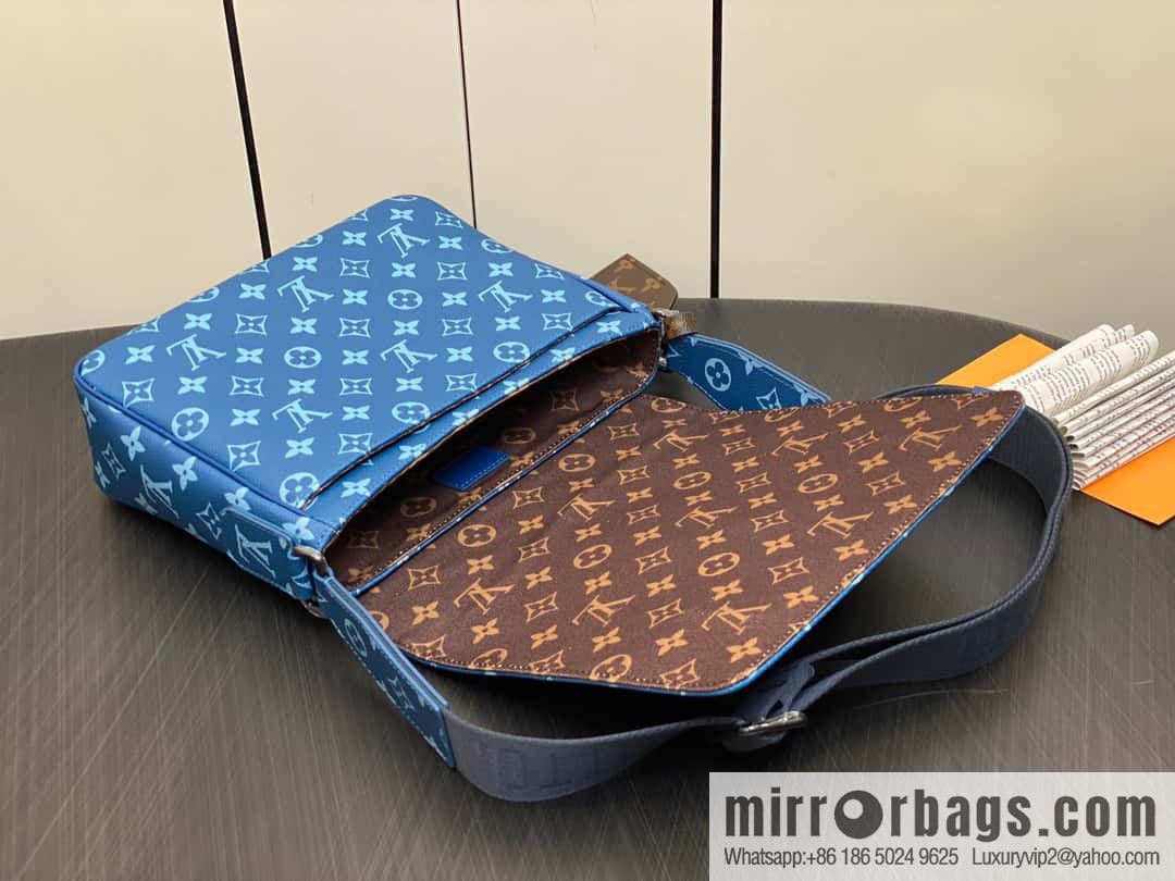 [Boutique‑grade] M23785 blue silk screen, men's bag messenger bag series District PM messenger bag
