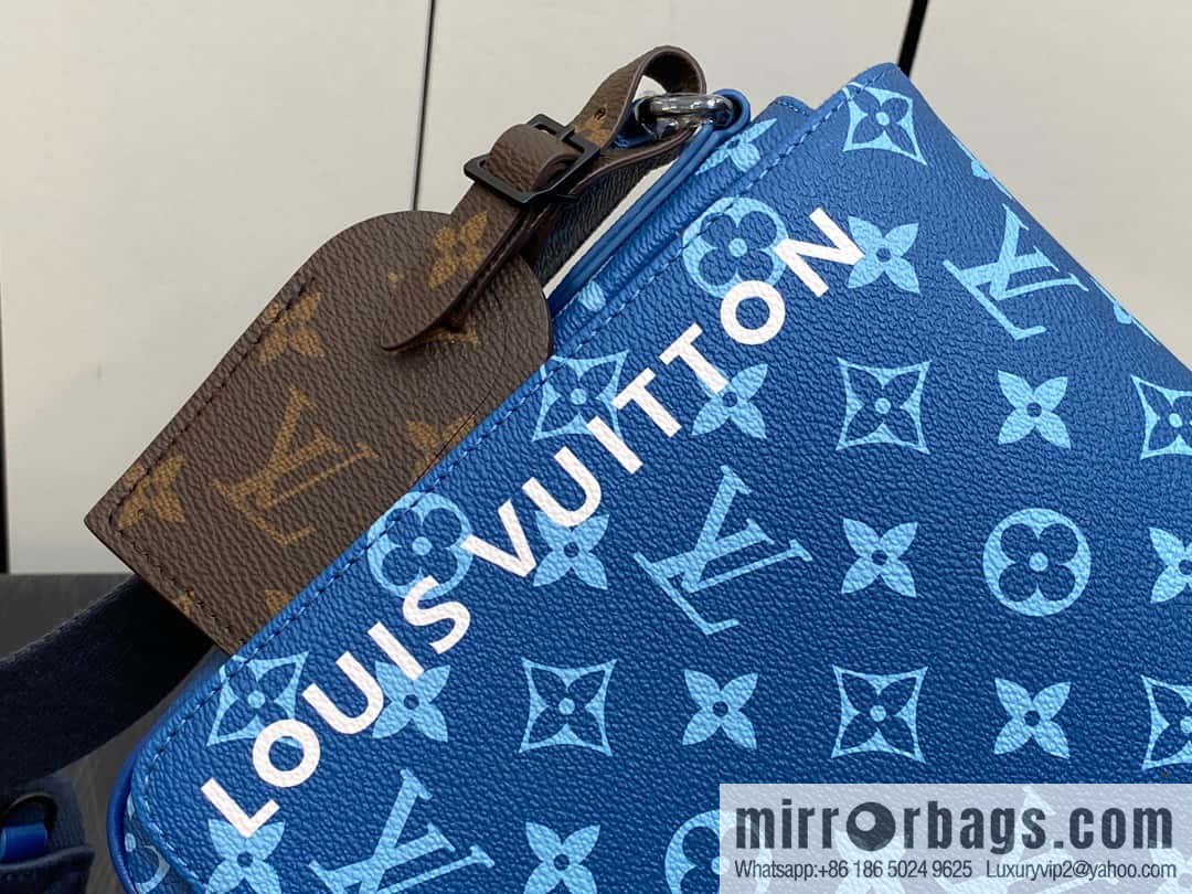 [Boutique‑grade] M23785 blue silk screen, men's bag messenger bag series District PM messenger bag