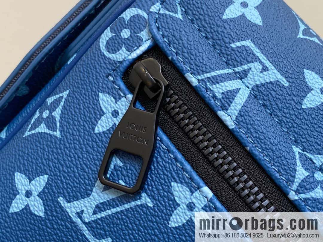 [Boutique‑grade] M23785 blue silk screen, men's bag messenger bag series District PM messenger bag