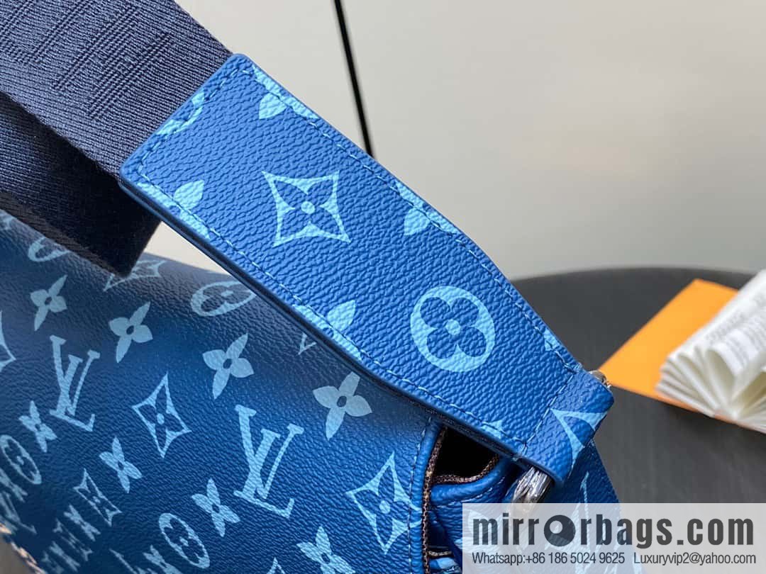 [Boutique‑grade] M23785 blue silk screen, men's bag messenger bag series District PM messenger bag