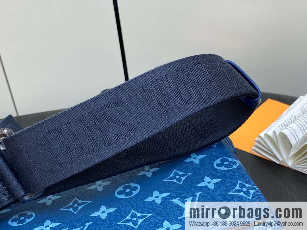 [Boutique‑grade] M23785 blue silk screen, men's bag messenger bag series District PM messenger bag